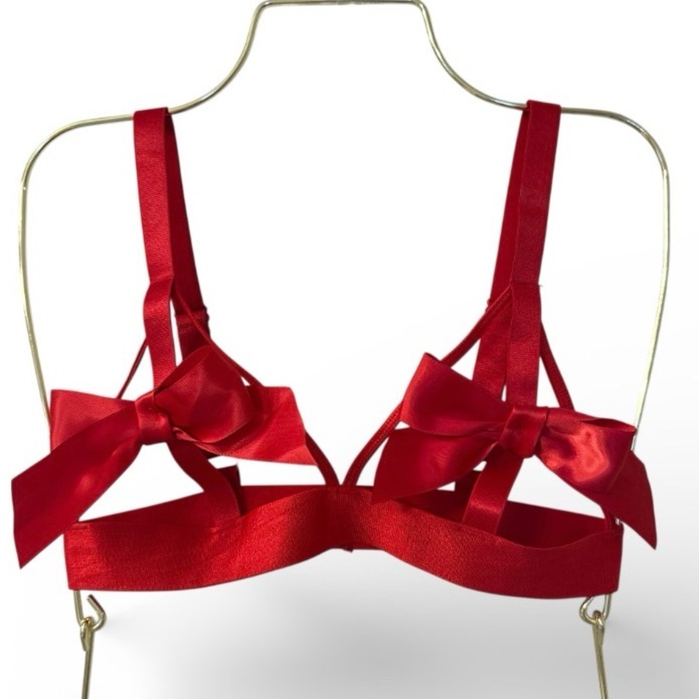 Elegant Red Bow Lingerie Bra